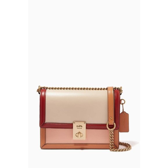🌺🌹 Coach Colorblock Hutton Shoulder Bag Brass/Ivory Blush Multi 89070 - Picture 2 of 13
